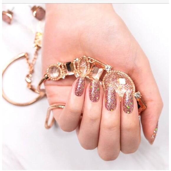 Color Street 100% Real Nail Polish strips Rose Gold Pink Silver Glitter nails - Picture 5 of 7